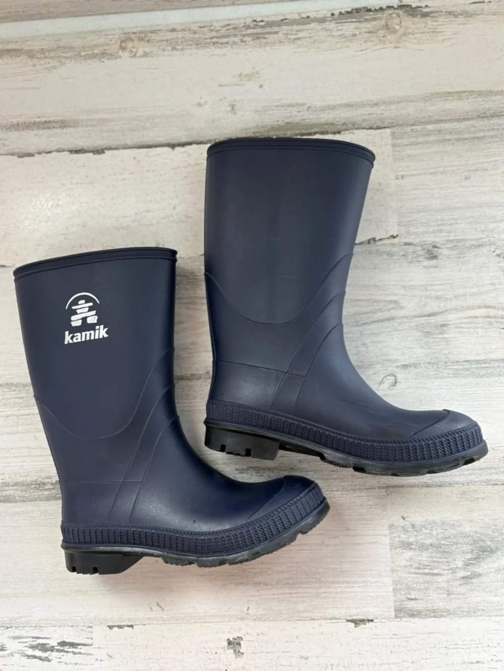 Kamik Girls Size 1 Stomp Pull On Waterproof Rain Snow Boots In Navy